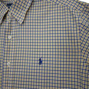 Ralph Lauren | Cotton Plaid Classic Fit Long Sleeve Shirt Blue Yellow | Sz L